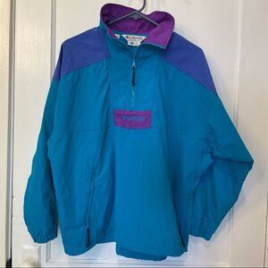 Vintage Columbia Quarter Zip Windbreaker Neon